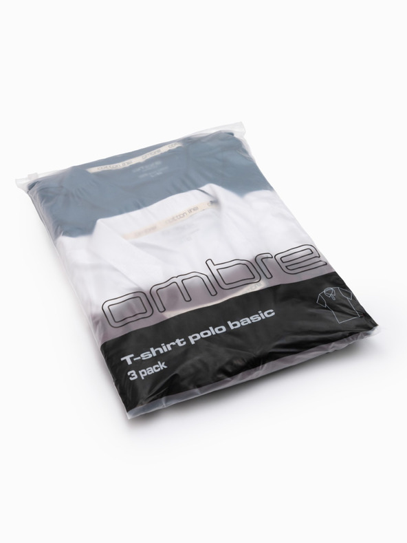 Ombre Clothing Herren-Poloshirt aus Baumwolle BASIC - weiß/burgund/dunkelblau V4 OM-POBS-0133 Ombre Clothing