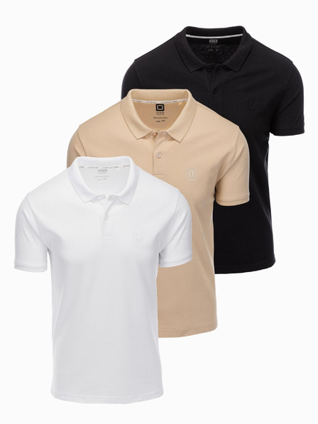 Ombre Clothing Herren-Poloshirt aus Baumwolle BASIC - schwarz/weiß/beige V7 OM-POBS-0133 Ombre Clothing