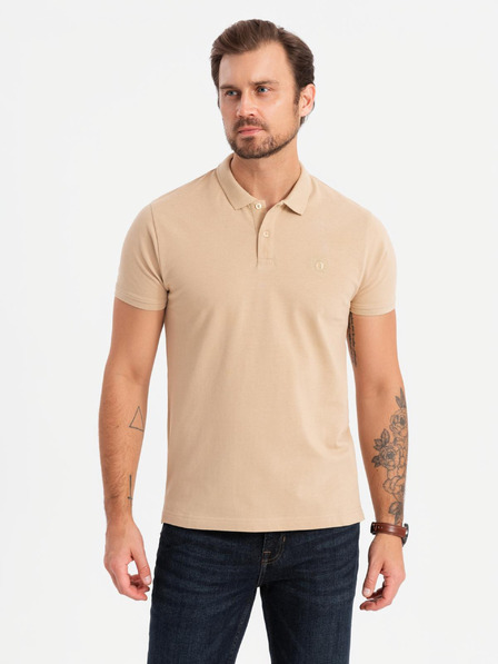 Ombre Clothing Herren-Poloshirt aus Baumwolle BASIC - schwarz/weiß/beige V7 OM-POBS-0133 Ombre Clothing
