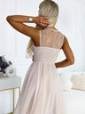 numoco 523-3 Ausschnitt Tüllkleid mit Schleife - beige