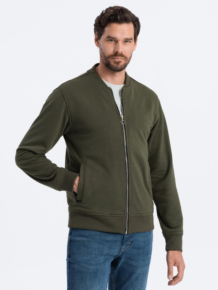 Ombre Clothing Herren-Bomber-Sweatshirt aus Baumwolle mit Reißverschluss khaki Ombre Clothing