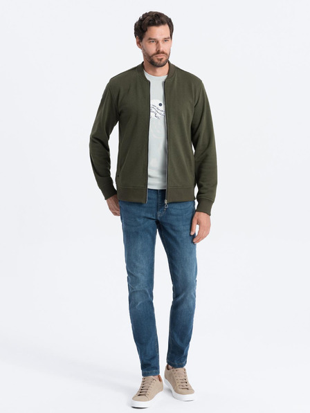Ombre Clothing Herren-Bomber-Sweatshirt aus Baumwolle mit Reißverschluss khaki Ombre Clothing