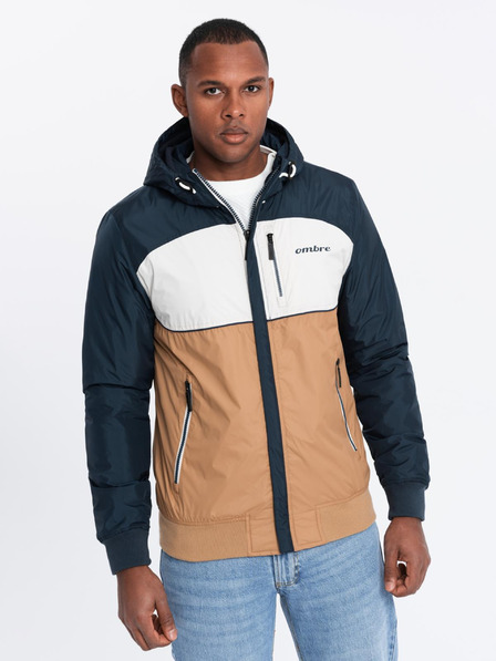 Ombre Clothing Leichte farbige Herren-Sportjacke mit Fleece braun Ombre Clothing