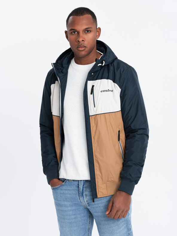 Ombre Clothing Leichte farbige Herren-Sportjacke mit Fleece braun Ombre Clothing