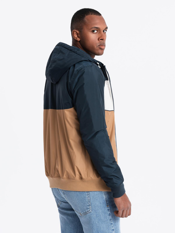 Ombre Clothing Leichte farbige Herren-Sportjacke mit Fleece braun Ombre Clothing