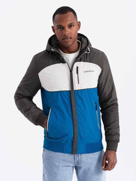 Ombre Clothing Leichte farbige Herren-Sportjacke mit Fleece blau Ombre Clothing
