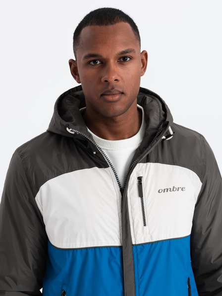 Ombre Clothing Leichte farbige Herren-Sportjacke mit Fleece blau Ombre Clothing