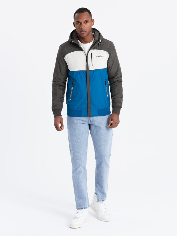 Ombre Clothing Leichte farbige Herren-Sportjacke mit Fleece blau Ombre Clothing