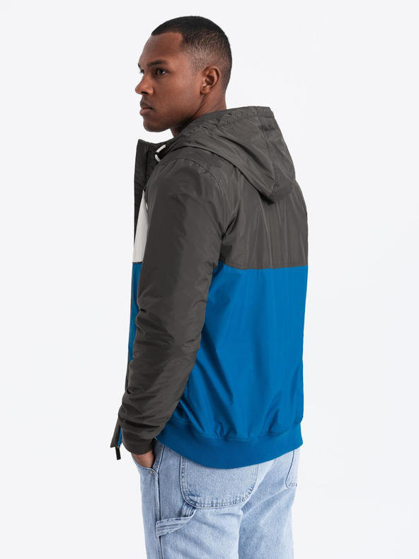 Ombre Clothing Leichte farbige Herren-Sportjacke mit Fleece blau Ombre Clothing