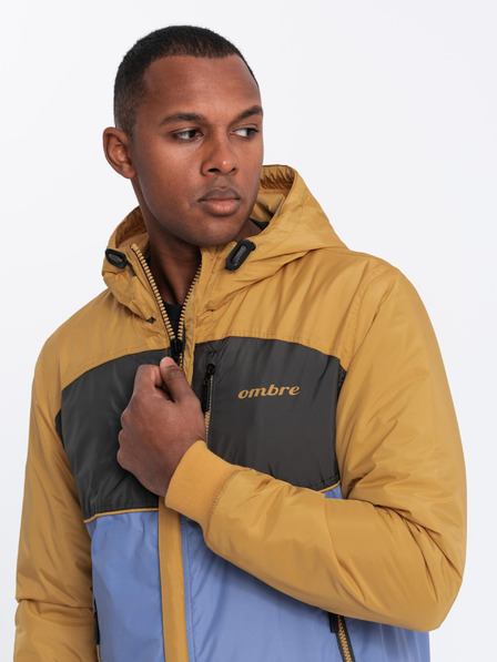 Ombre Clothing Leichte farbige Herren-Sportjacke mit Fleece blau Ombre Clothing