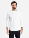 Ombre Clothing Langärmeliges Herren T-Shirt SLIM FIT mit Elastan und Aufdruck weiß Ombre Clothing