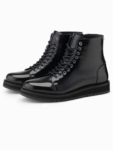 Ombre Clothing Herrenschuhe mit hohem Absatz aus glänzendem Öko-Leder schwarz Ombre Clothing