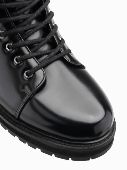 Ombre Clothing Herrenschuhe mit hohem Absatz aus glänzendem Öko-Leder schwarz Ombre Clothing