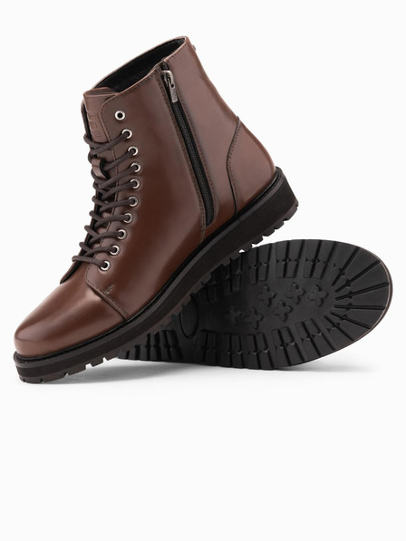 Ombre Clothing Herrenschuhe mit hohem Absatz aus glänzendem Öko-Leder braun Ombre Clothing