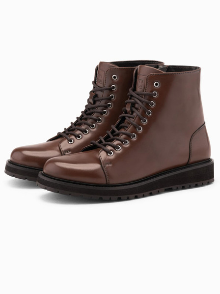 Ombre Clothing Herrenschuhe mit hohem Absatz aus glänzendem Öko-Leder braun Ombre Clothing