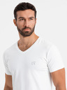 Ombre Clothing Herren SLIM FIT V-Ausschnitt T-Shirt mit Elastan und Druck weiß Ombre Kleidung