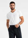 Ombre Clothing Herren SLIM FIT V-Ausschnitt T-Shirt mit Elastan und Druck weiß Ombre Kleidung