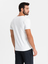 Ombre Clothing Herren SLIM FIT V-Ausschnitt T-Shirt mit Elastan und Druck weiß Ombre Kleidung