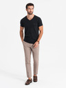 Ombre Clothing Herren SLIM FIT T-Shirt mit V-Ausschnitt, Elastan und Aufdruck schwarz Ombre Clothing