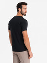 Ombre Clothing Herren SLIM FIT T-Shirt mit V-Ausschnitt, Elastan und Aufdruck schwarz Ombre Clothing