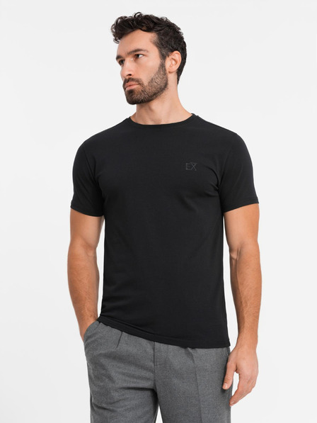 Ombre Clothing Herren SLIM FIT T-Shirt mit Elastan und Aufdruck schwarz Ombre Kleidung