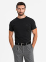 Ombre Clothing Herren SLIM FIT T-Shirt mit Elastan und Aufdruck schwarz Ombre Kleidung