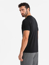 Ombre Clothing Herren SLIM FIT T-Shirt mit Elastan und Aufdruck schwarz Ombre Kleidung