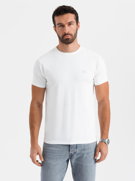 Ombre Clothing Herren SLIM FIT T-Shirt mit Elastan und Aufdruck weiß Ombre Kleidung