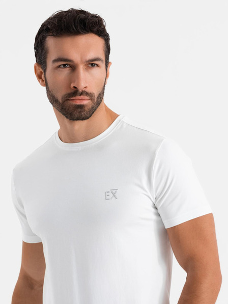 Ombre Clothing Herren SLIM FIT T-Shirt mit Elastan und Aufdruck weiß Ombre Kleidung