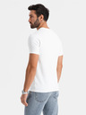 Ombre Clothing Herren SLIM FIT T-Shirt mit Elastan und Aufdruck weiß Ombre Kleidung