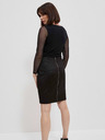 Moodo Schwarze Damenbluse mit transparenten Ärmeln Moodo