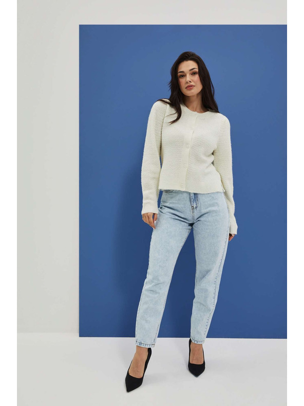 Moodo Weiße Damen-Strickjacke Moodo