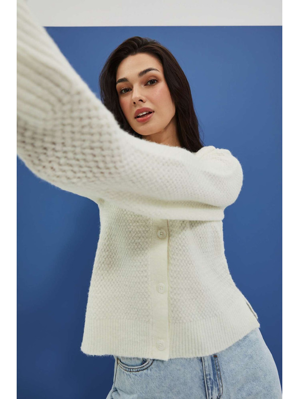 Moodo Weiße Damen-Strickjacke Moodo