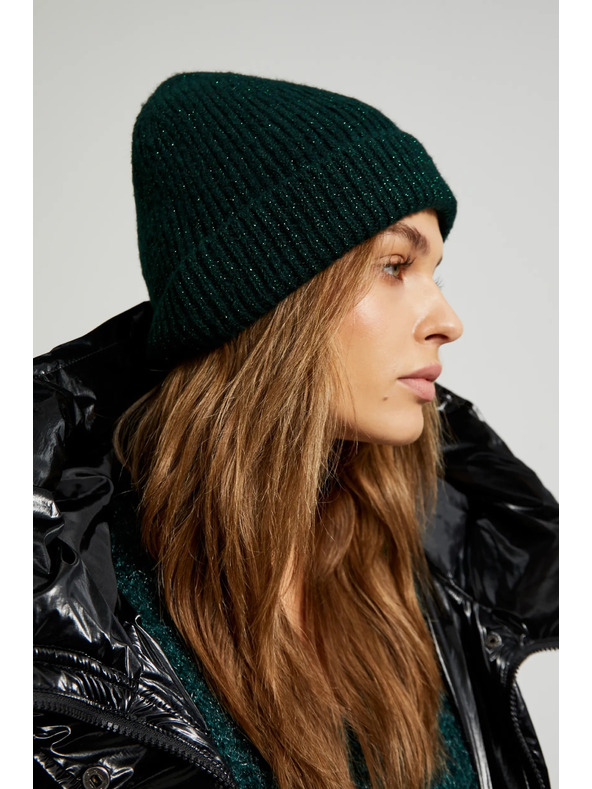 Moodo Mütze mit dunkelgrünem Metallfaden Moodo