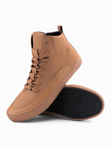 Ombre Clothing Herren Turnschuhe mit hoher Gummispitze braun Ombre Clothing