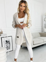 numoco Cremefarbene Damen-Strickjacke mit Kapuze, Taschen und Numoco-Applikation