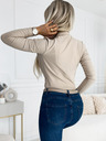 numoco Beigefarbener Damen Body mit Rundhalsausschnitt Numoco