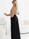 numoco Schwarze elegante Damenhose mit hohem Bund und weitem Bein und goldenen Knöpfen Numoco
