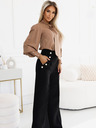 numoco Schwarze elegante Damenhose mit hohem Bund und weitem Bein und goldenen Knöpfen Numoco