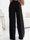 numoco Schwarze elegante Damenhose mit hohem Bund und weitem Bein und goldenen Knöpfen Numoco