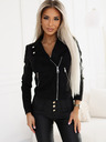 numoco Schwarze Damen-Wildlederjacke mit langen Ärmeln und Reißverschlüssen Numoco