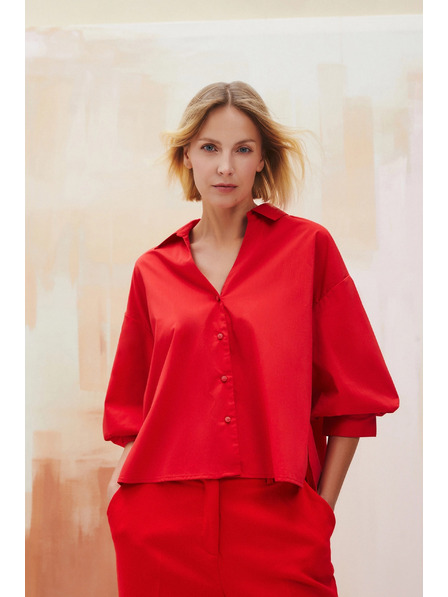 Moodo Rotes Damenhemd Moodo