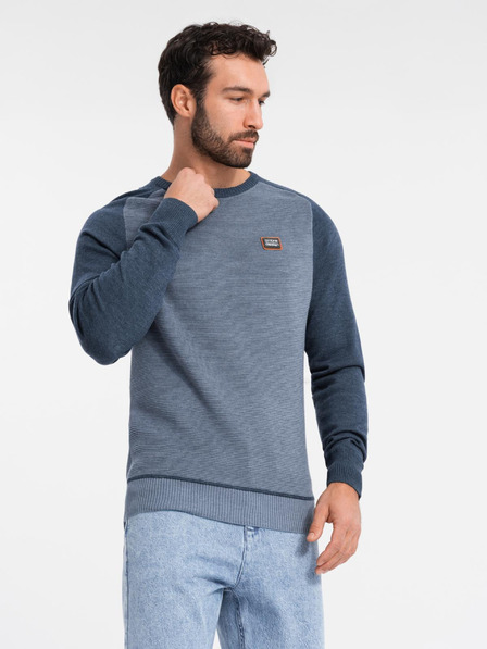 Ombre Clothing Herren Strickpullover RELAXED FIT mit Muster blau Ombre Kleidung