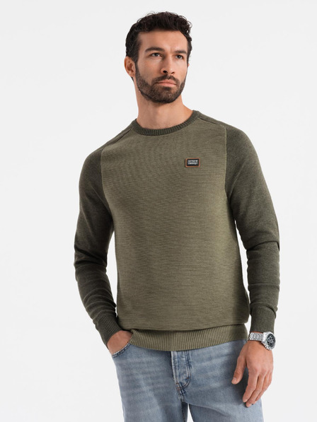 Ombre Clothing Herren Strickpullover RELAXED FIT mit Muster grün Ombre Kleidung