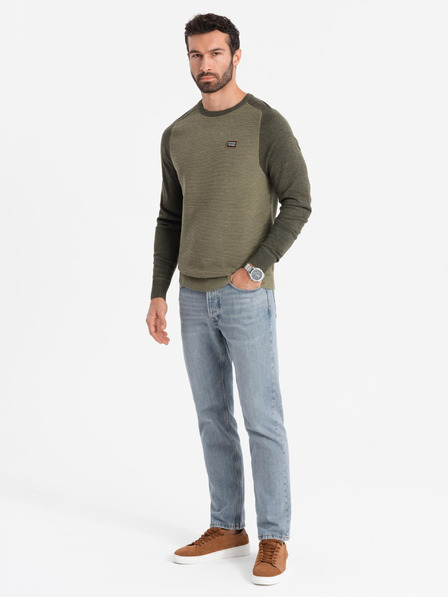Ombre Clothing Herren Strickpullover RELAXED FIT mit Muster grün Ombre Kleidung
