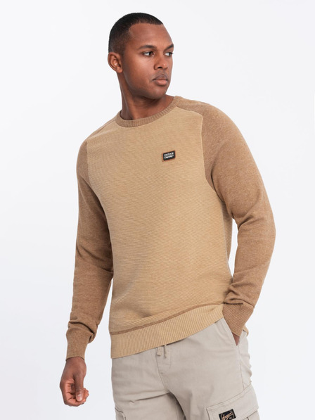 Ombre Clothing Herren Strickpullover RELAXED FIT mit Muster beige Ombre Kleidung