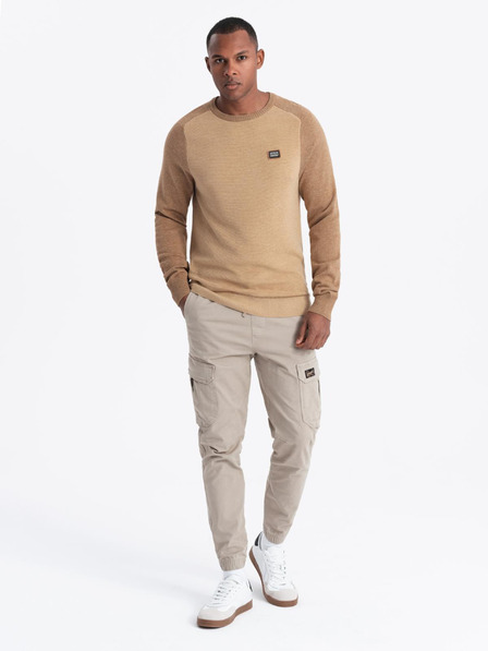 Ombre Clothing Herren Strickpullover RELAXED FIT mit Muster beige Ombre Kleidung