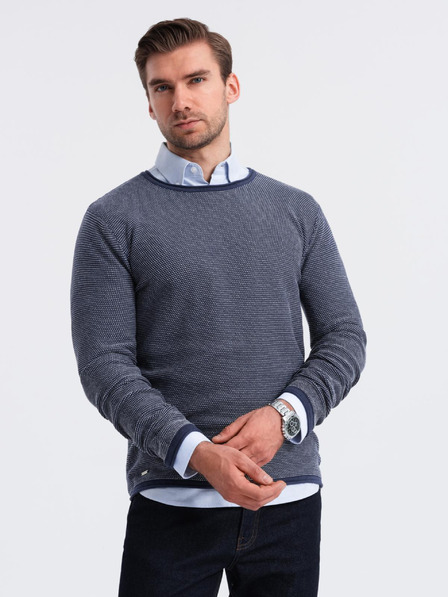 Ombre Clothing Herren Strickpullover RELAXED FIT mit Muster blau Ombre Kleidung
