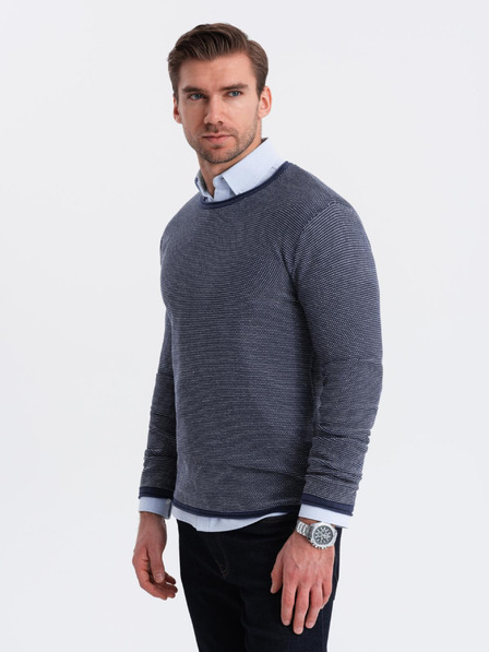 Ombre Clothing Herren Strickpullover RELAXED FIT mit Muster blau Ombre Kleidung