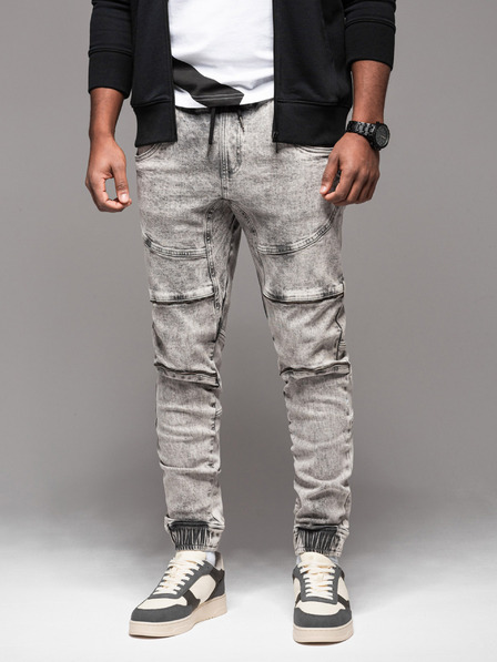 Ombre Clothing Herren JOGGERY Hose mit Reißverschlusstaschen grau Ombre Clothing